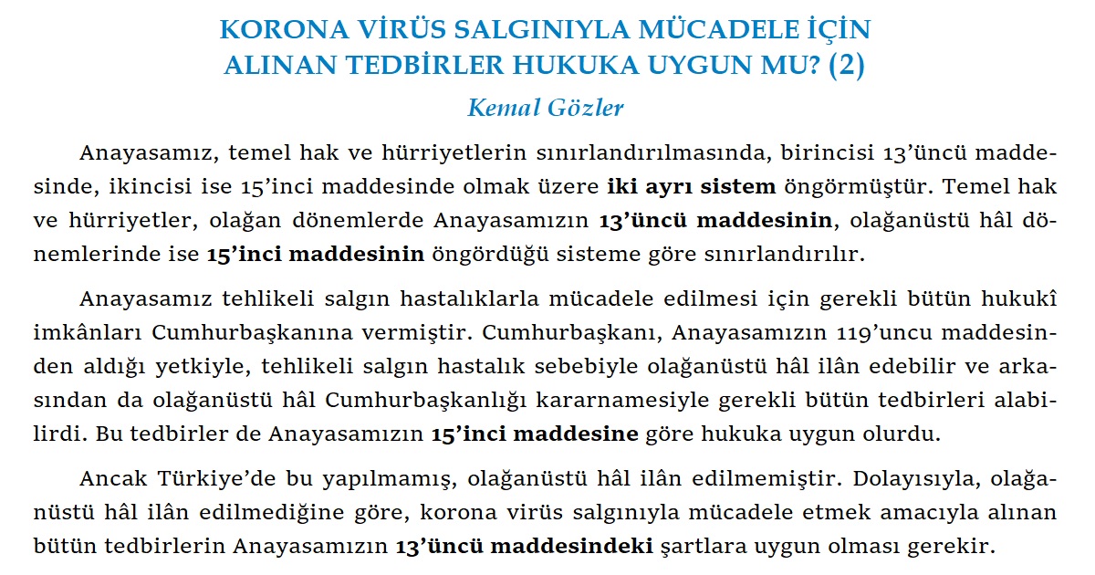 Kemal Gozler Korona Virus Salginiyla Mucadele Icin Alinan Tedbirler Hukuka Uygun Mu 2