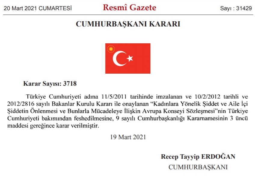 kemal gozler cumhurbaskaninin uluslararasi sozlesmeleri feshetme yetkisi var mi istanbul sozlesmesinin feshi hakkinda 3718 sayili cumhurbaskani karari uzerine elestiriler